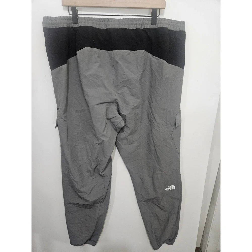 The North Face Mens XXL Gray Black Nylon Cargo Jogger Hiking Pants Drawstring